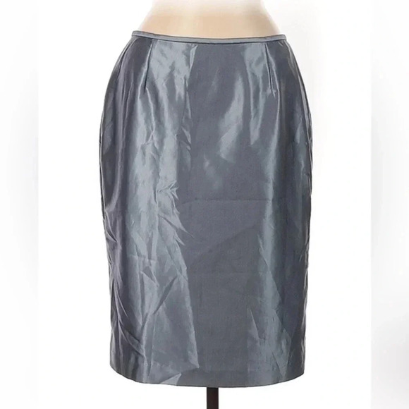 Calvin Klein | Classic Metallic Shimmery Silver Grey Pencil Skirt Size 6 Small - Picture 1 of 2